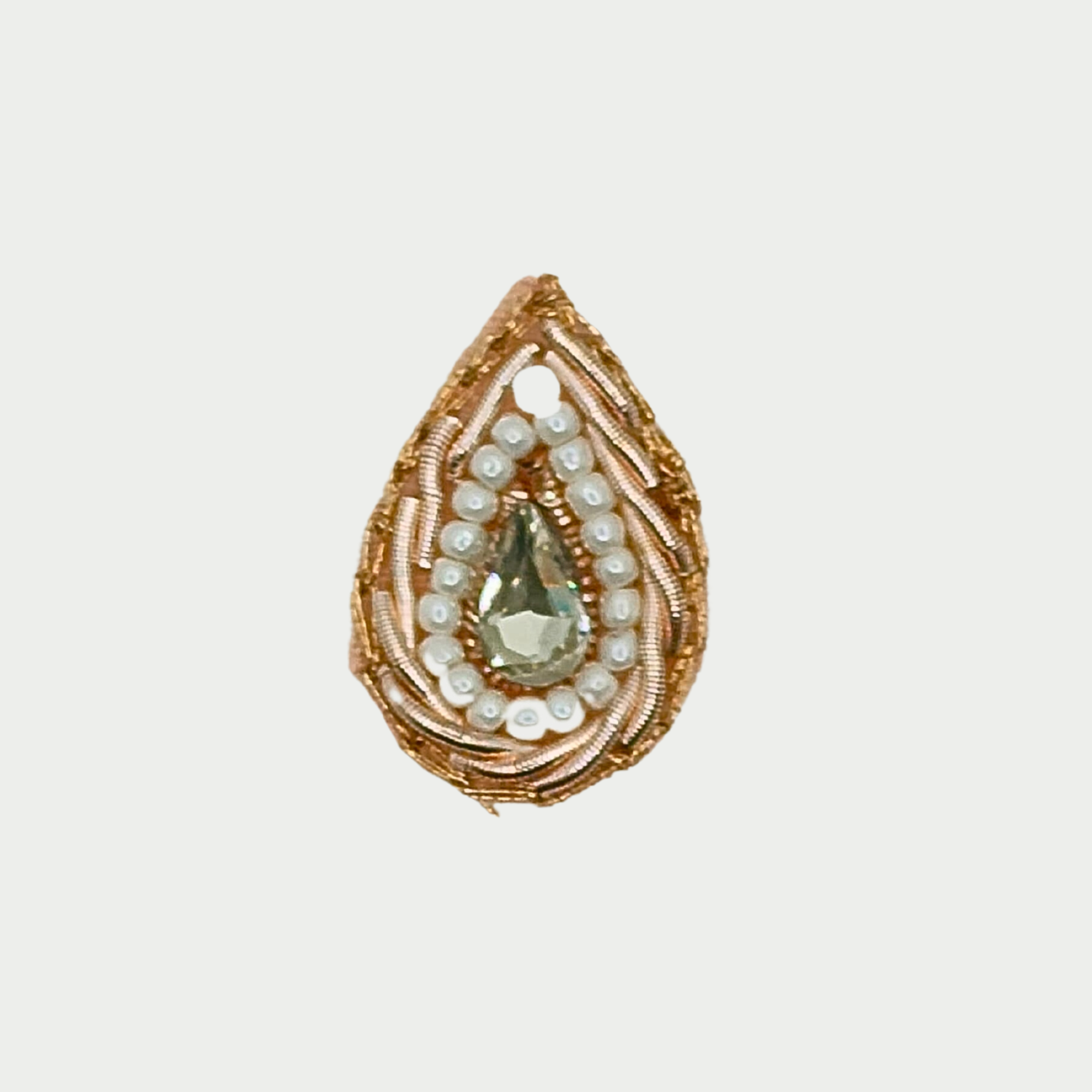 Elegant Rose Gold Drop Zardosi Patch