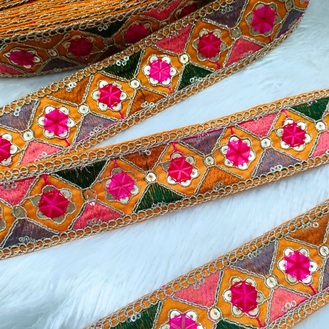 Multicolor Embroidery Tirm