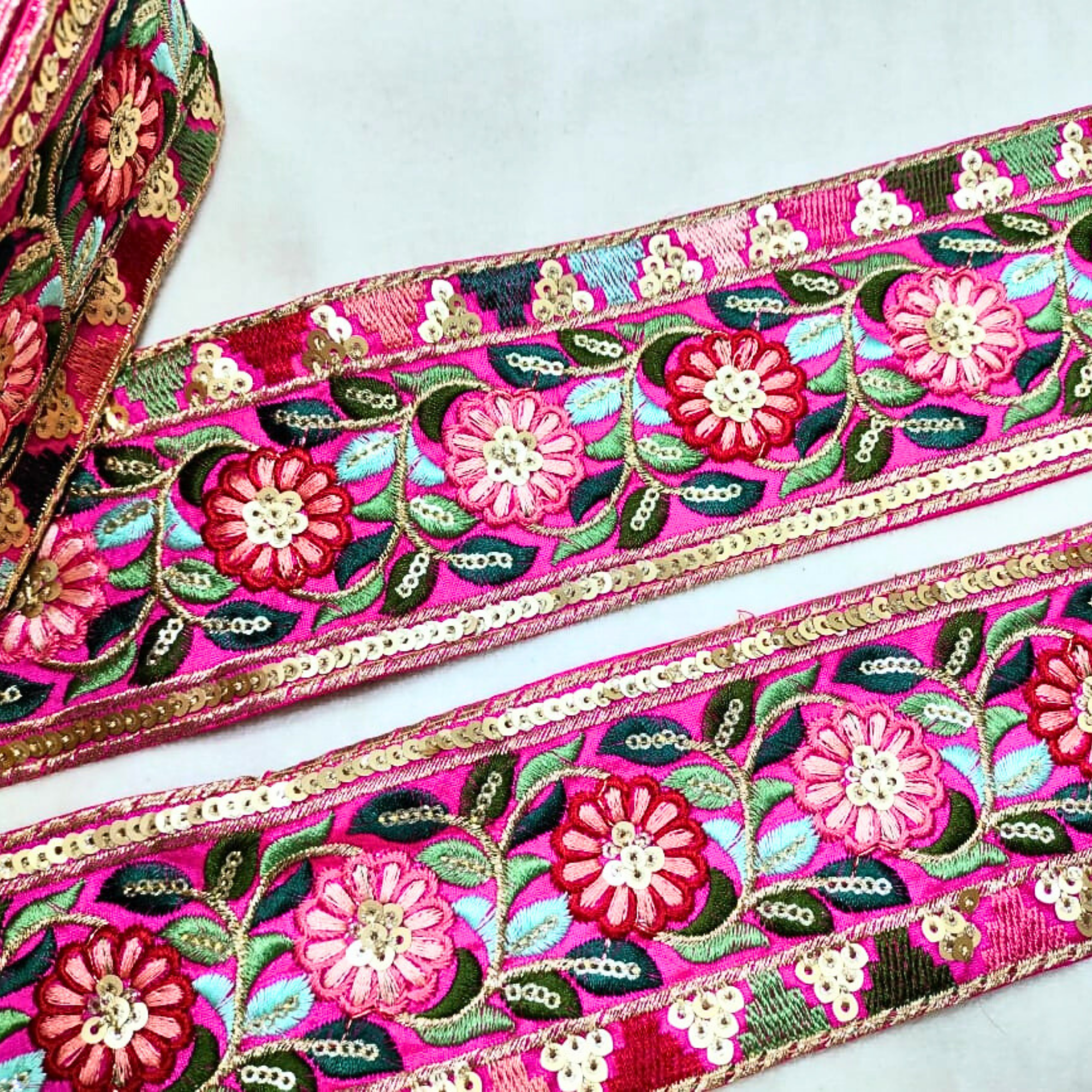 Vibrant Multicolor Embroidery Trim