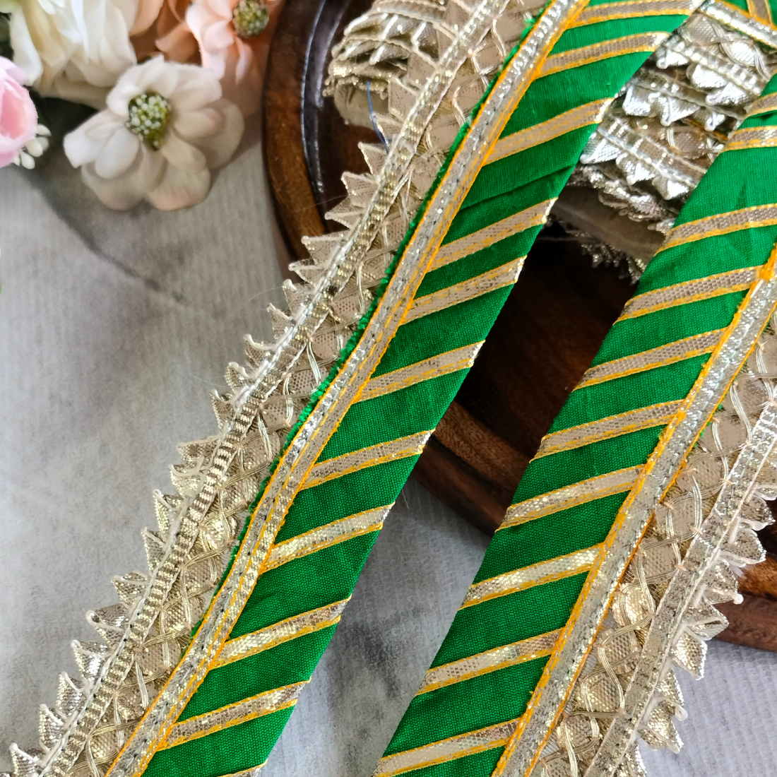 Green Lehariya Gota Patti Lace