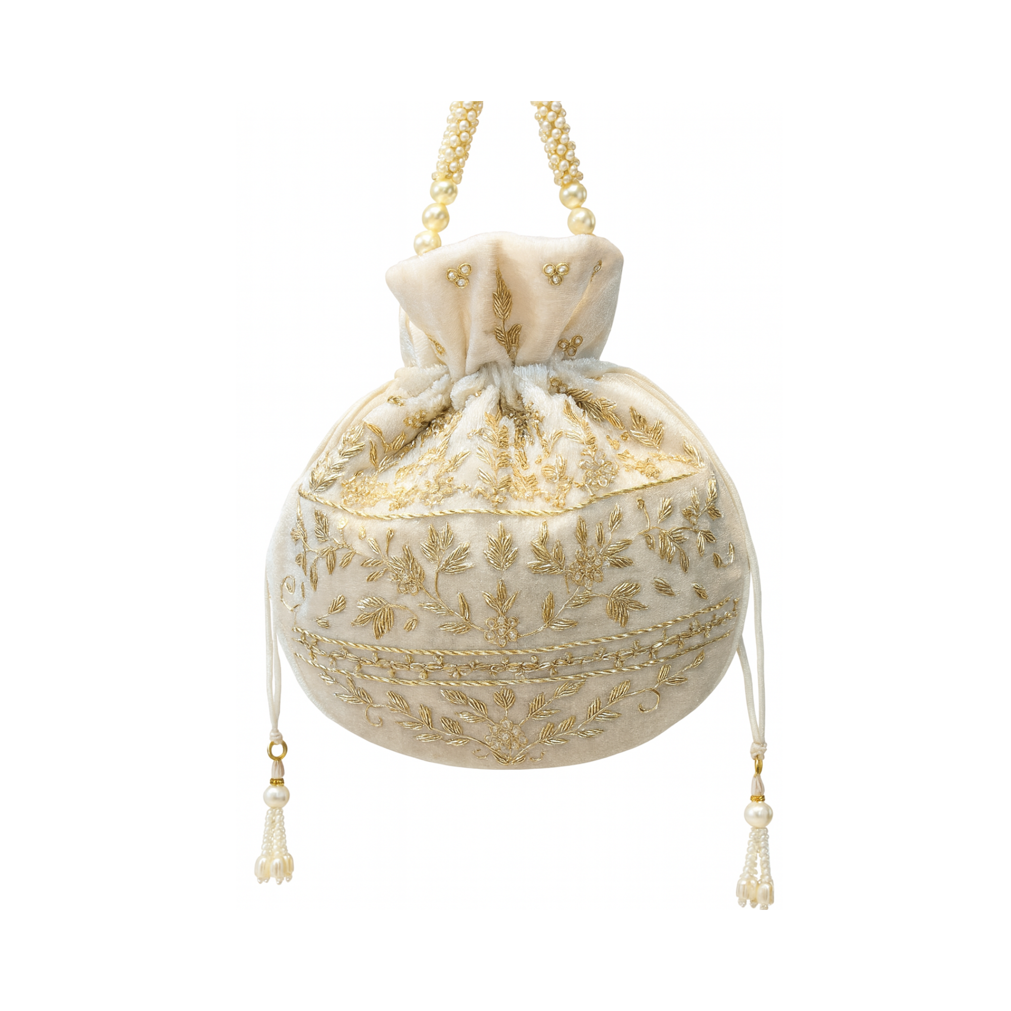 Classic Ivory Velvet Potli