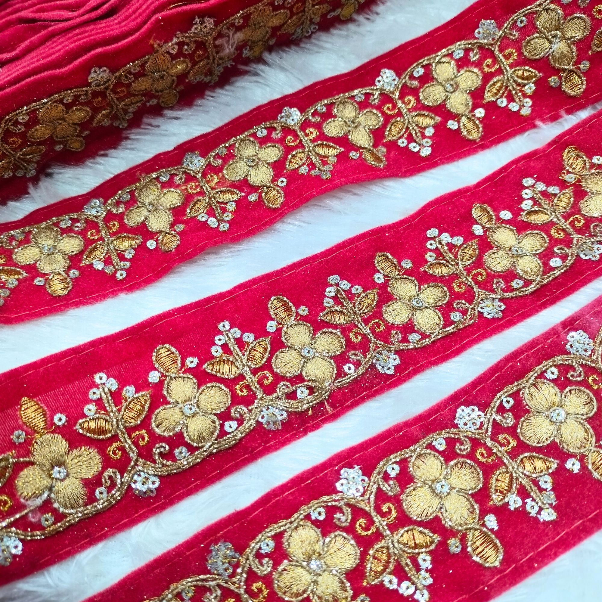 Velvet Floral Zari Lace