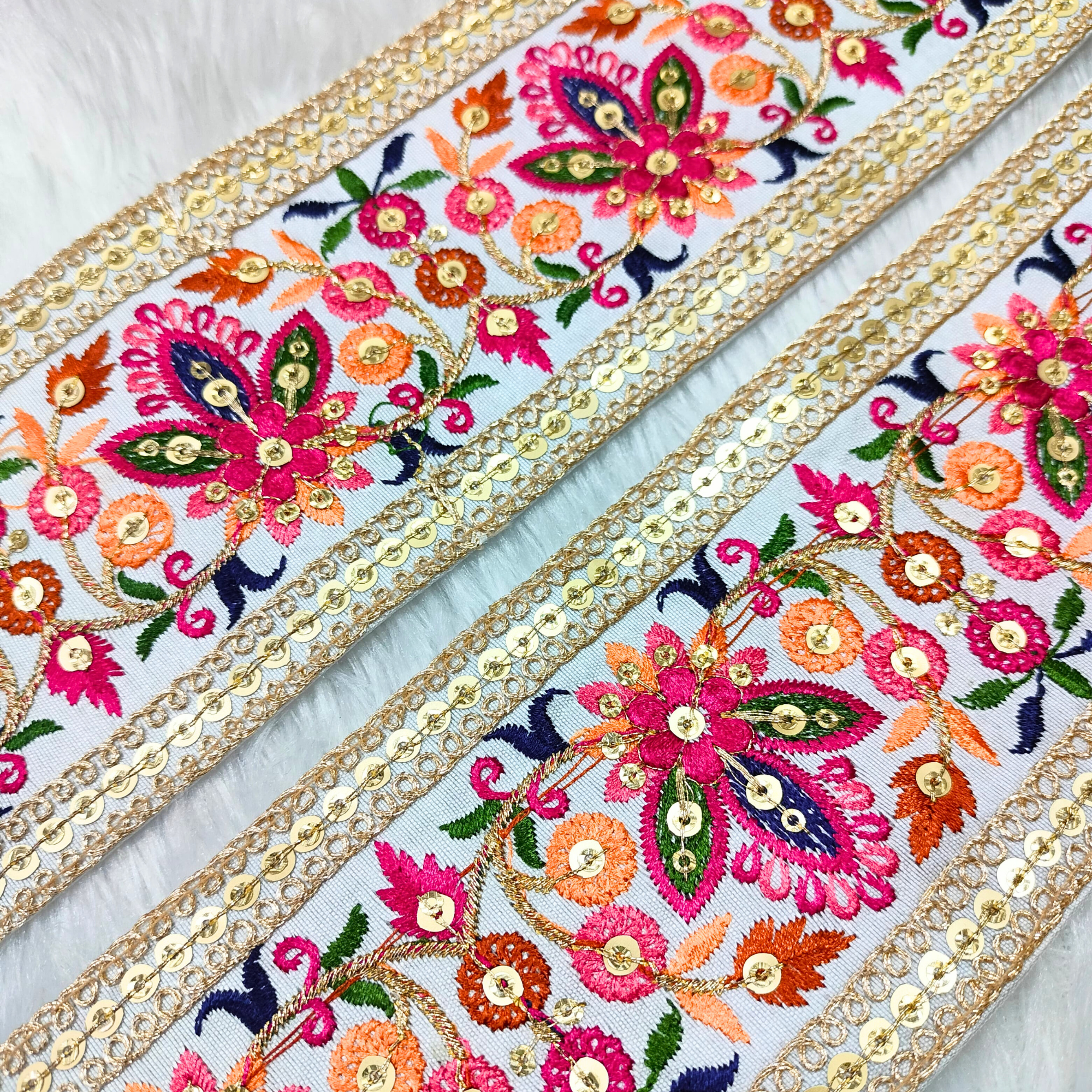 Multicolor Embroidered Trim
