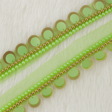 Lime Gold Pearl Circle Lace