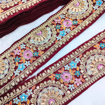 Maroon Fancy Multicolor Trim