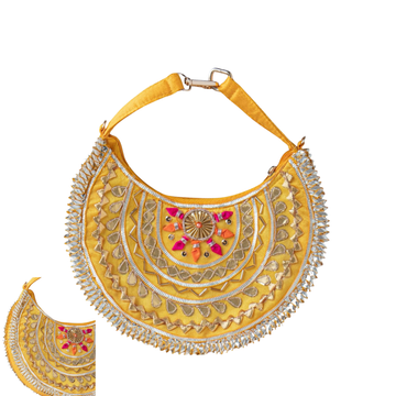 Handcrafted Half-Moon Embroidered Handbag