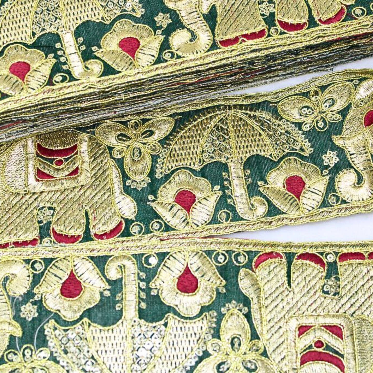 Green Fancy Elephant Zari Trim