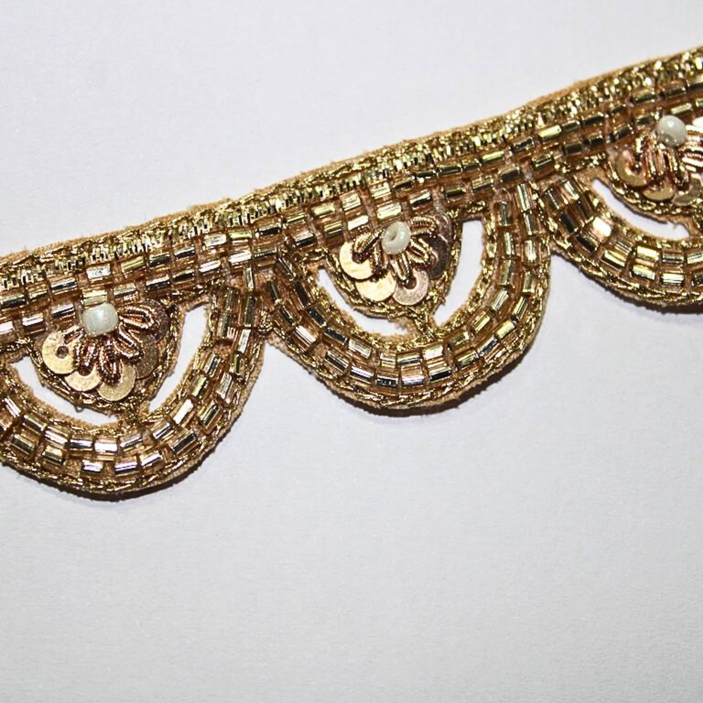 Antique Gold Scalloped Handwork Lace
