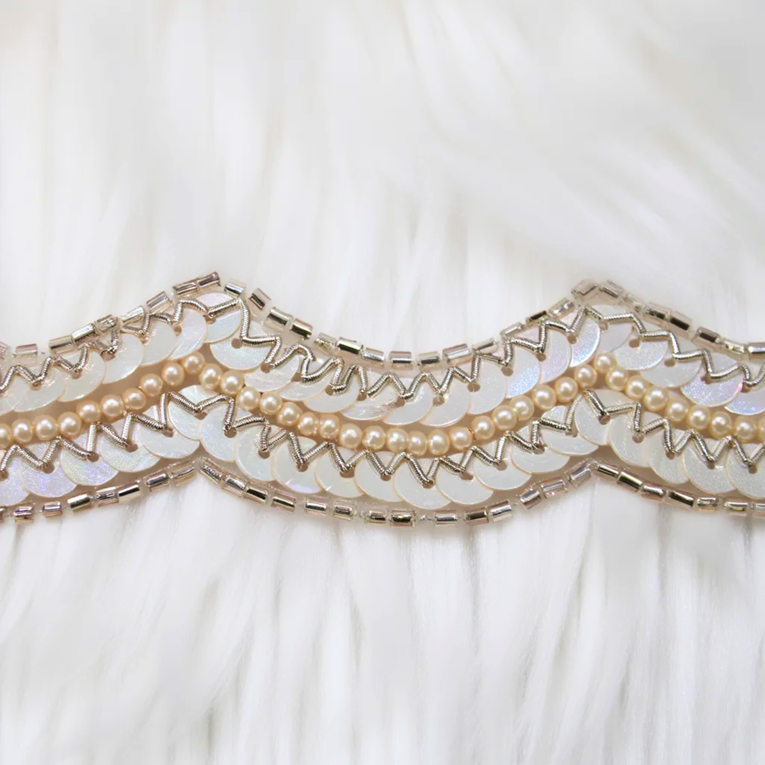 Ivory Gold Scallop Lace