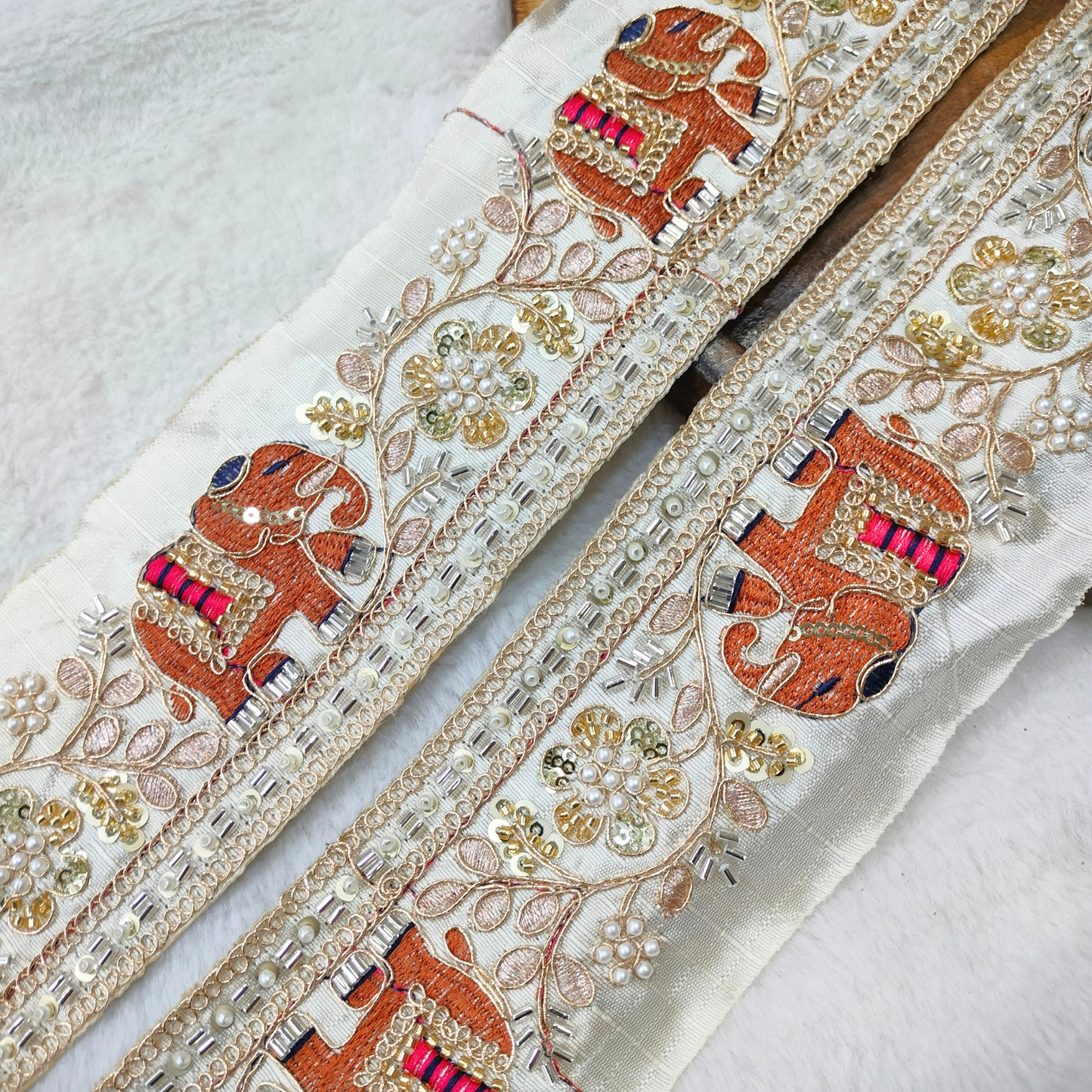 Fancy White Elephant Embellished Trim