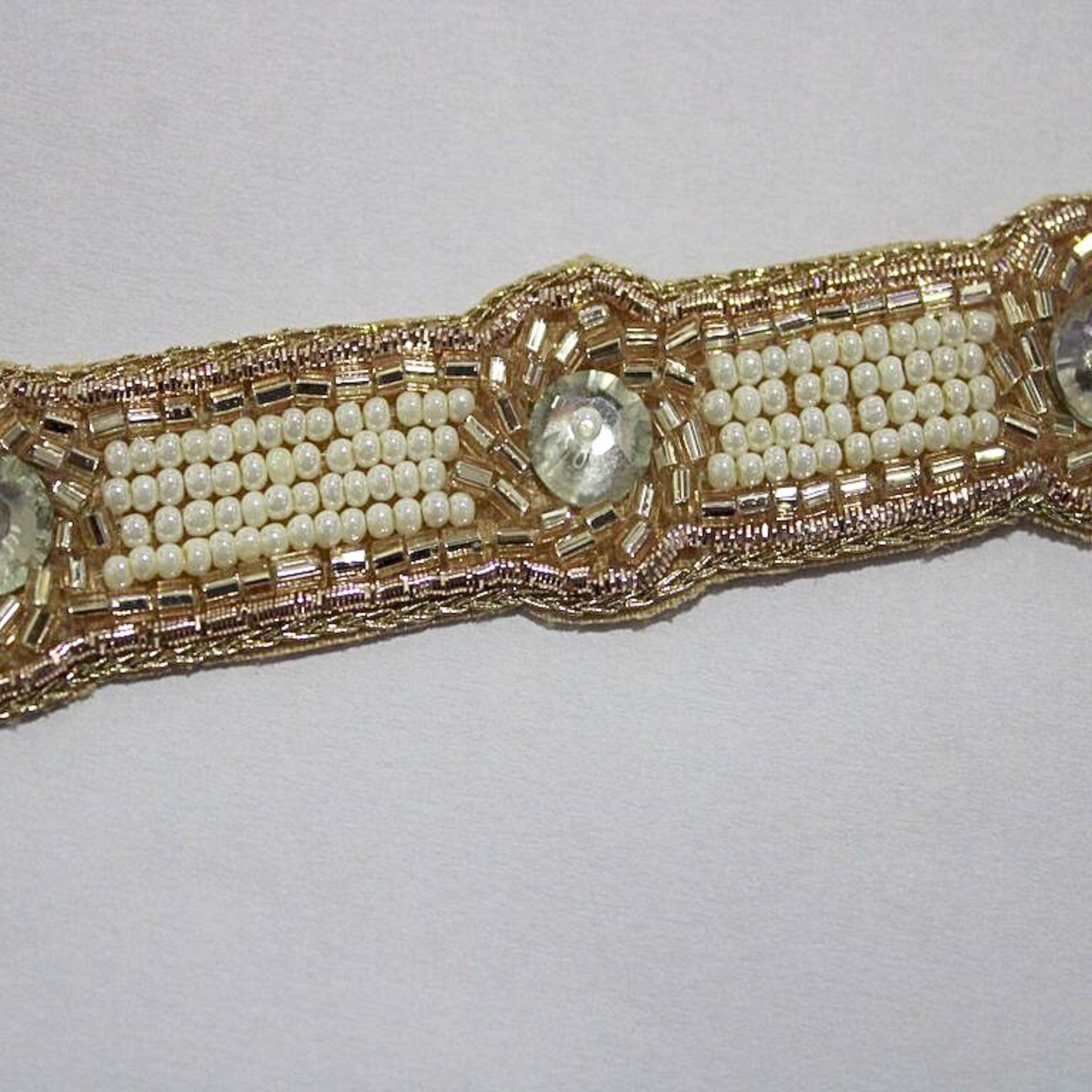 Gold Shimmer Embroidered Handwork Lace Border