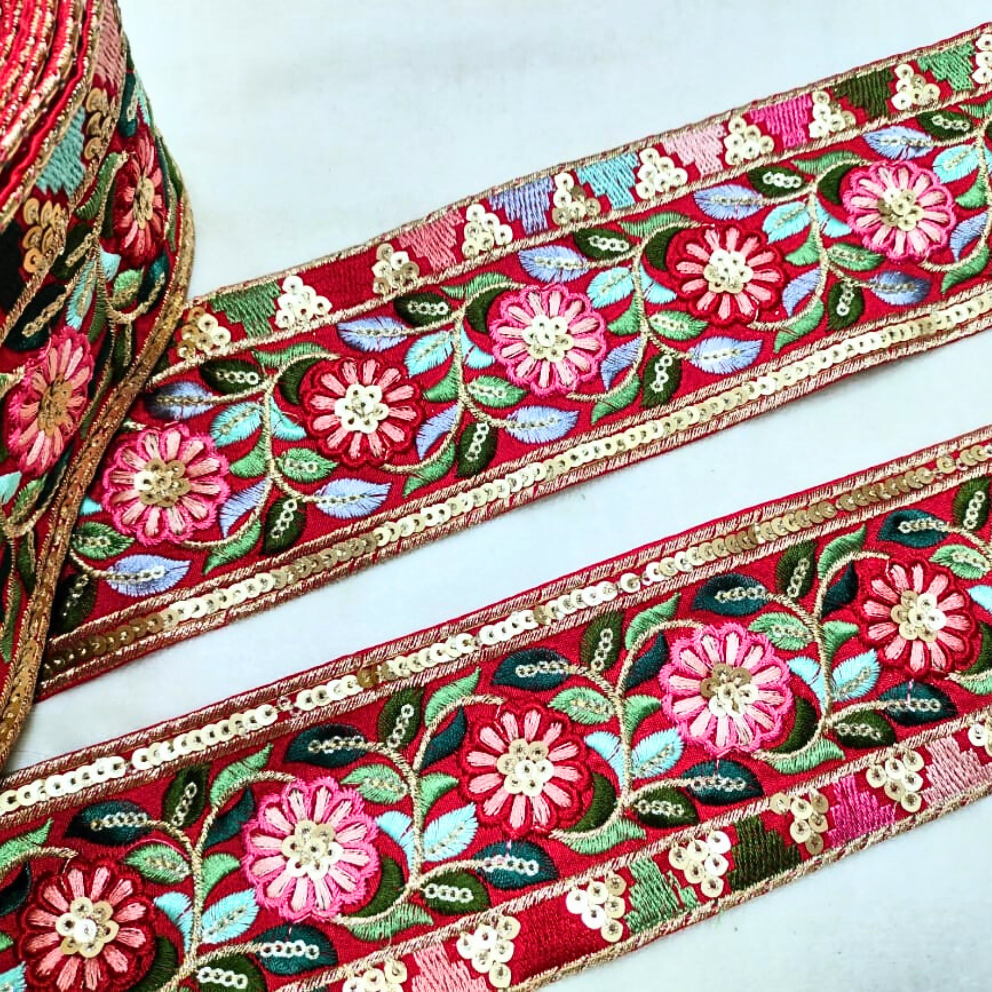 Vibrant Multicolor Embroidery Trim