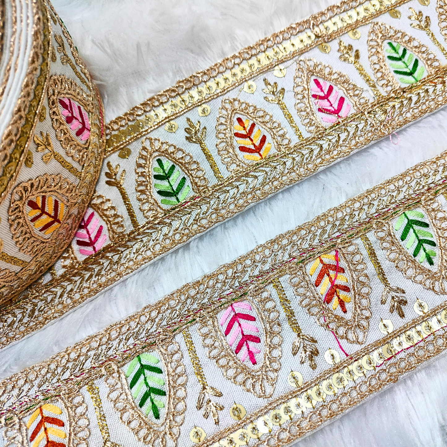 White Embellished Trim