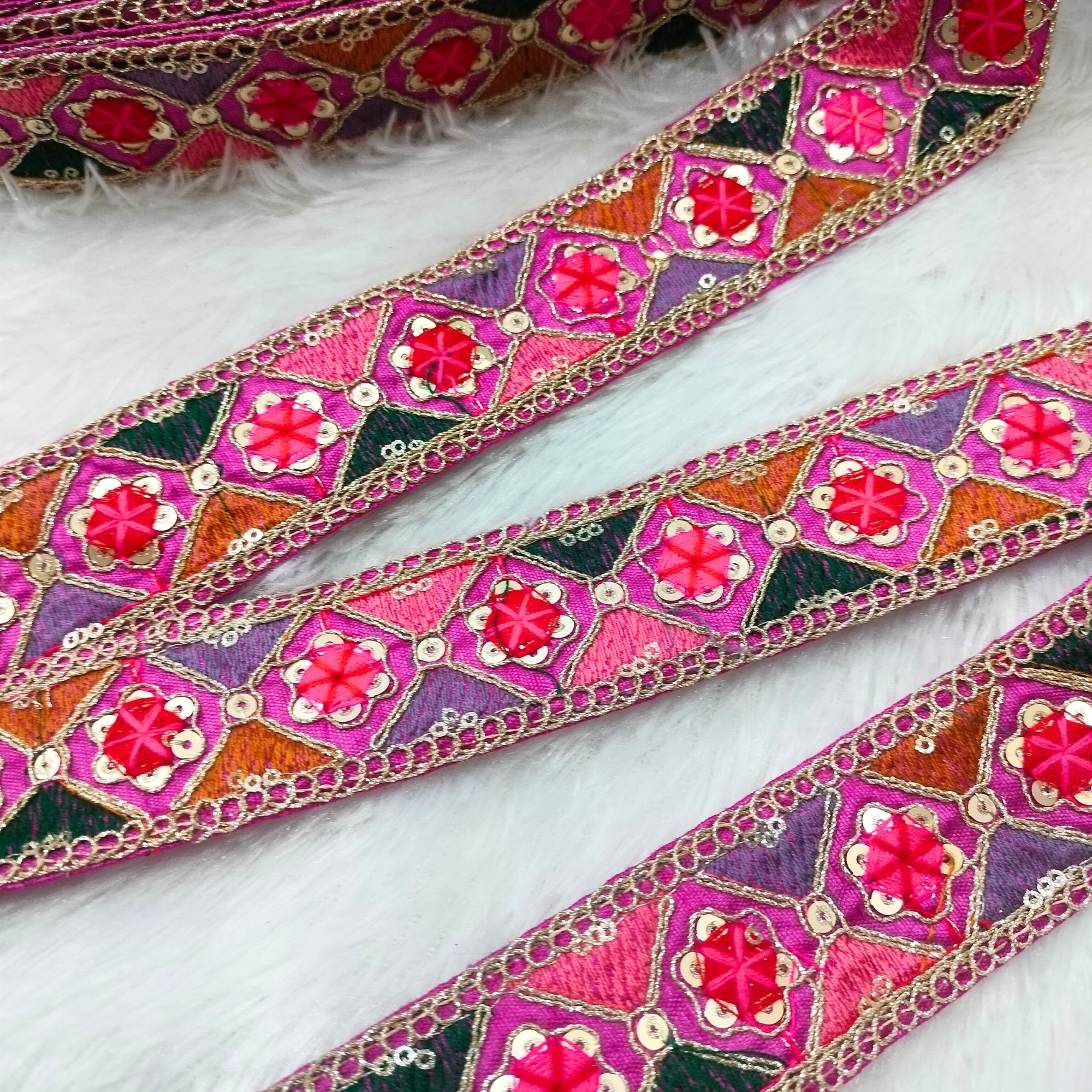 Multicolor Embroidery Tirm