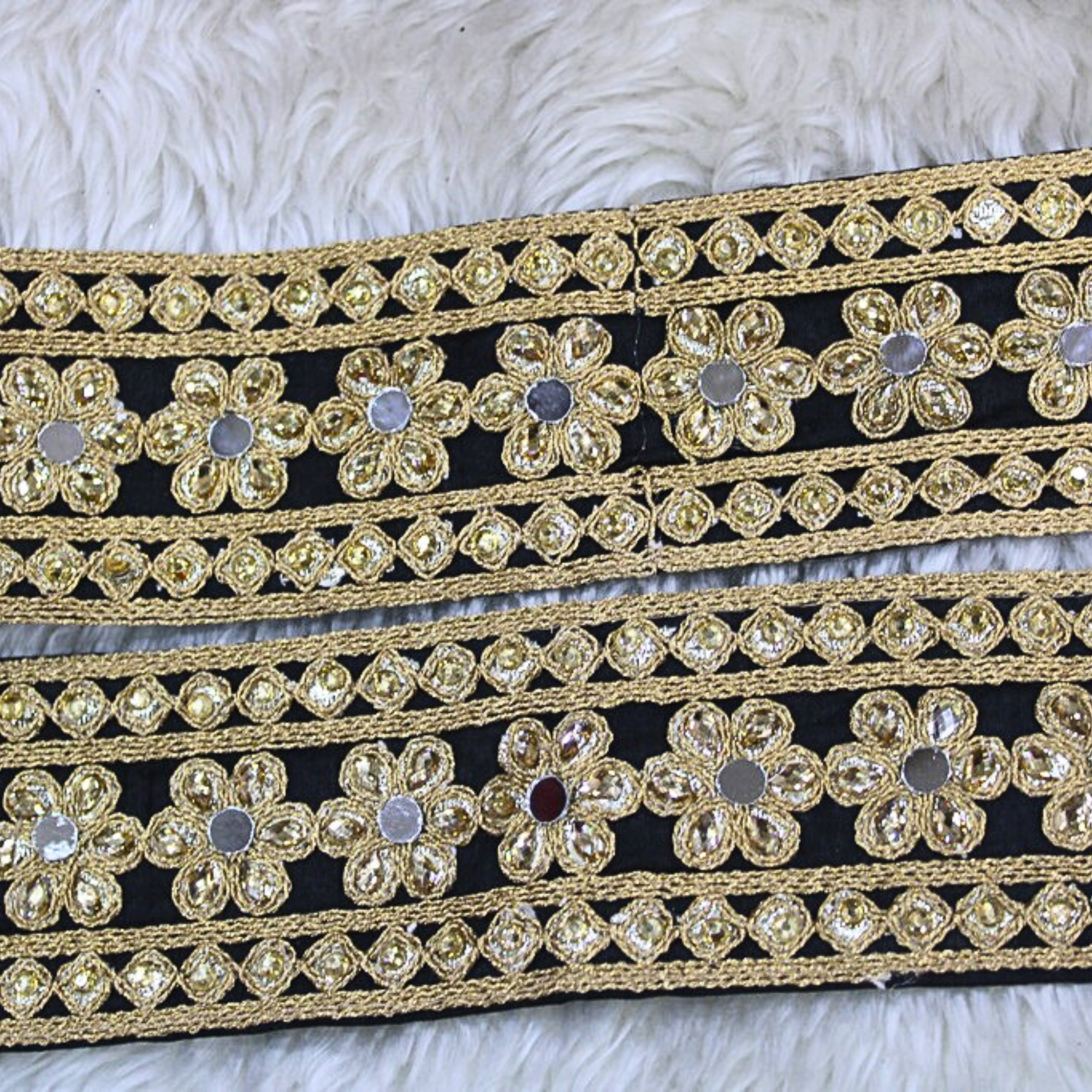 Black Fancy Zari and Thread Work Embroidered Border