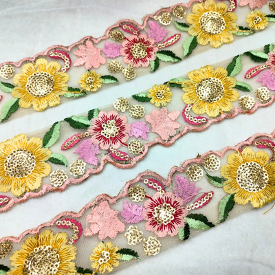 Delicate Floral Multicolor Embroidered Lace hover image