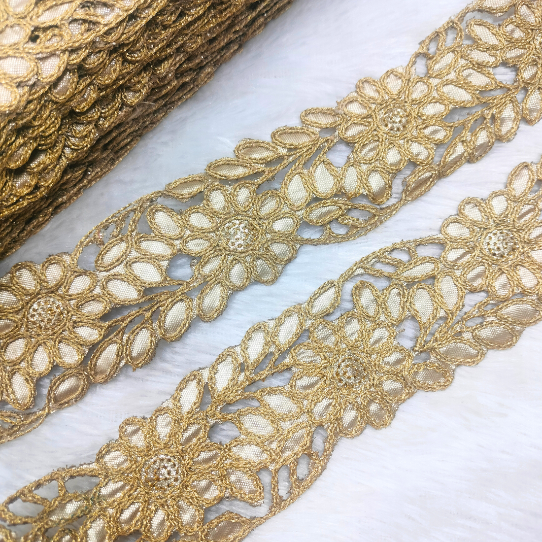 Golden Floral Zari Lace