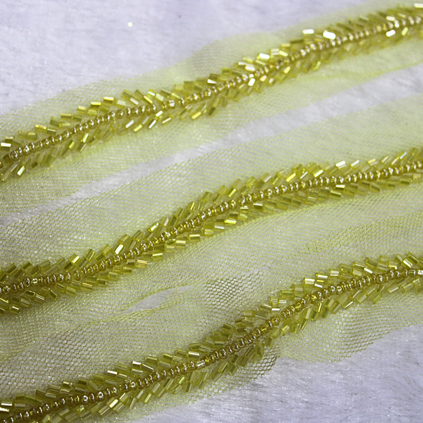 Yellow Intricate Embellished Handwork Lace Border
