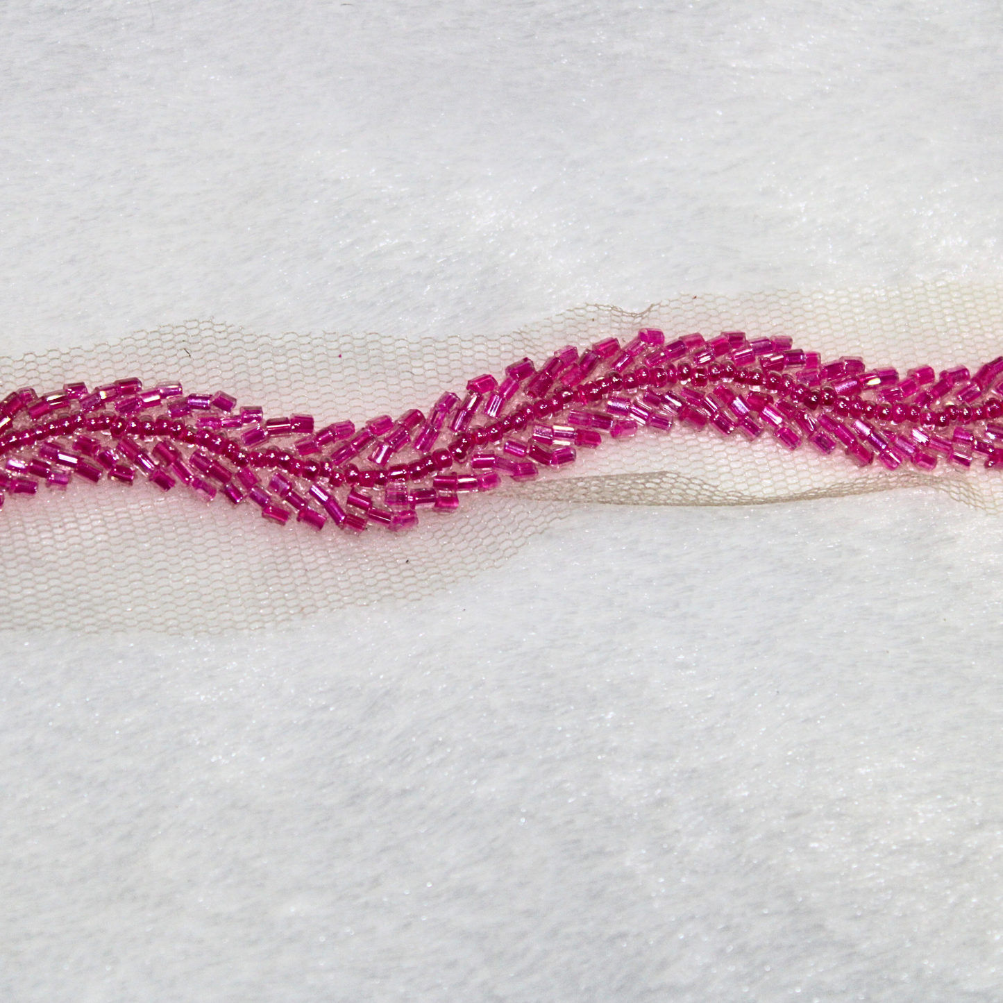 Pink Intricate Embellished Handwork Lace Border