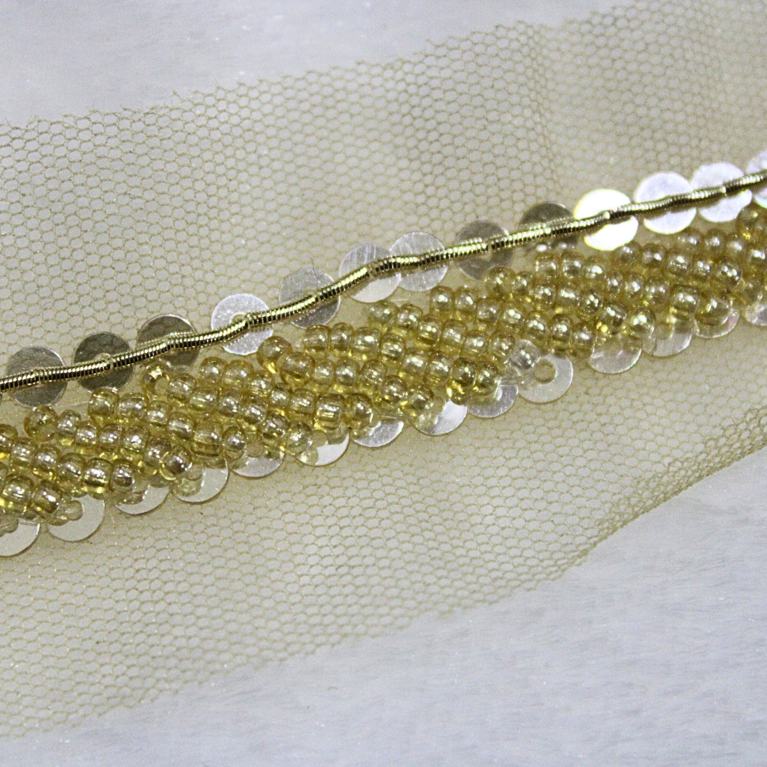 Light Gold Twinkling Beads Handcrafted Trim