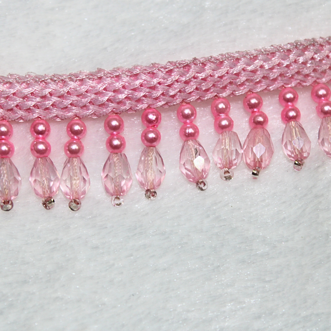 Pink Twinkling Beads Handwork Lace