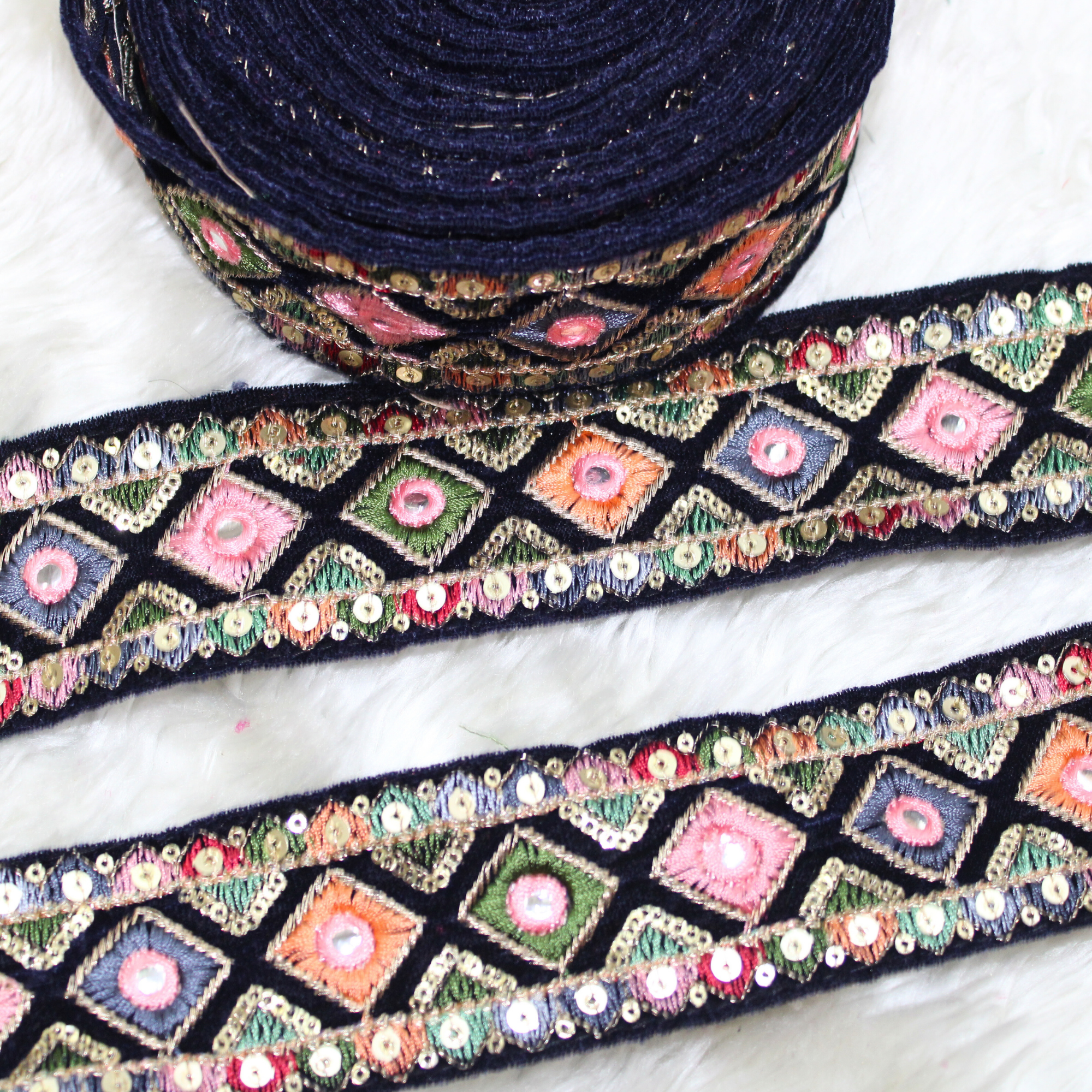 Rich Multicolor Embroidery Trim