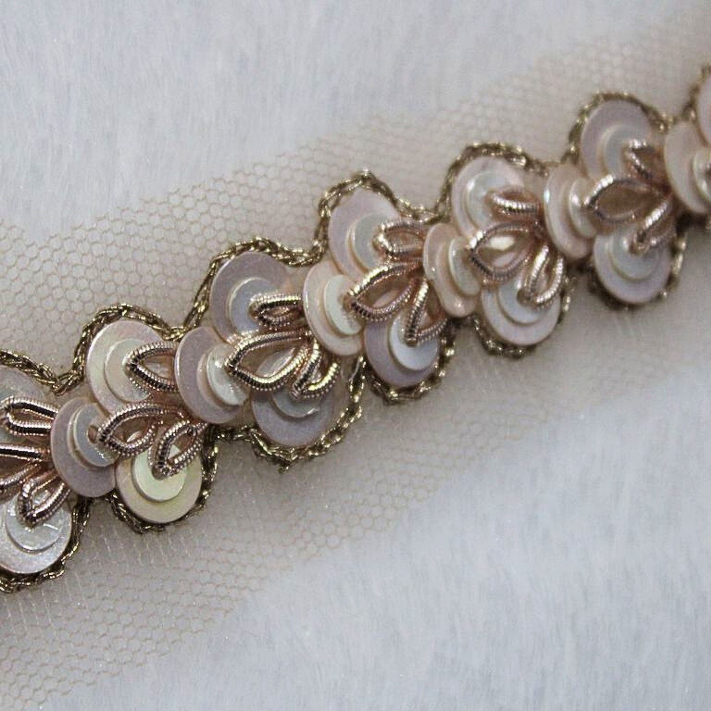 Light Gold Shimmer Embroidered Handwork Lace Border