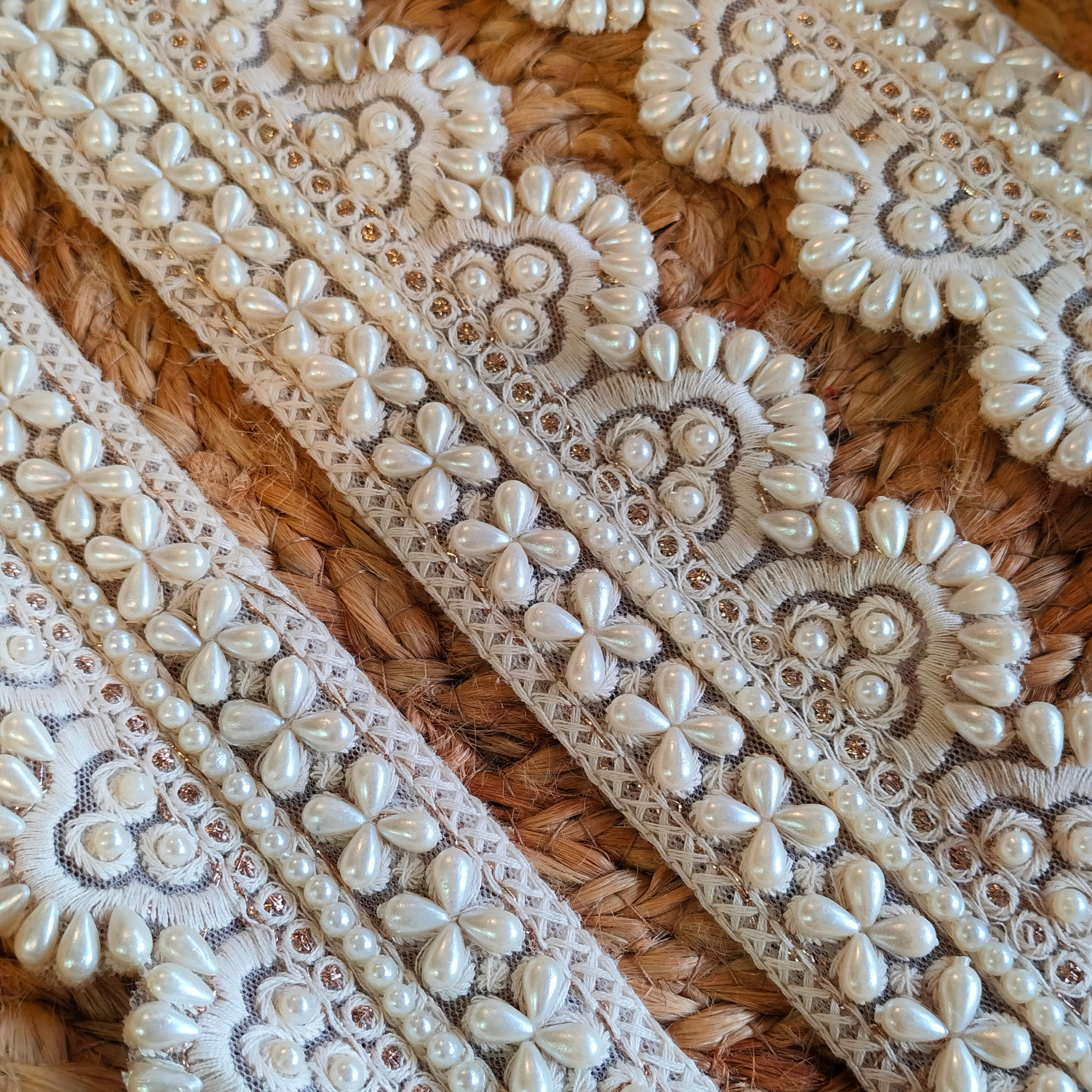 White Pearl Threadwork Trim