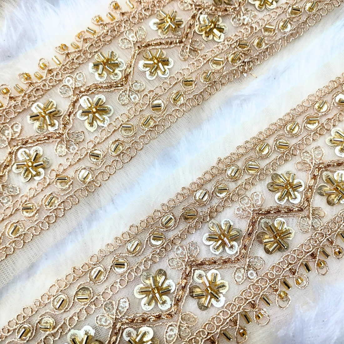 Golden Embellished Cutdana Lace
