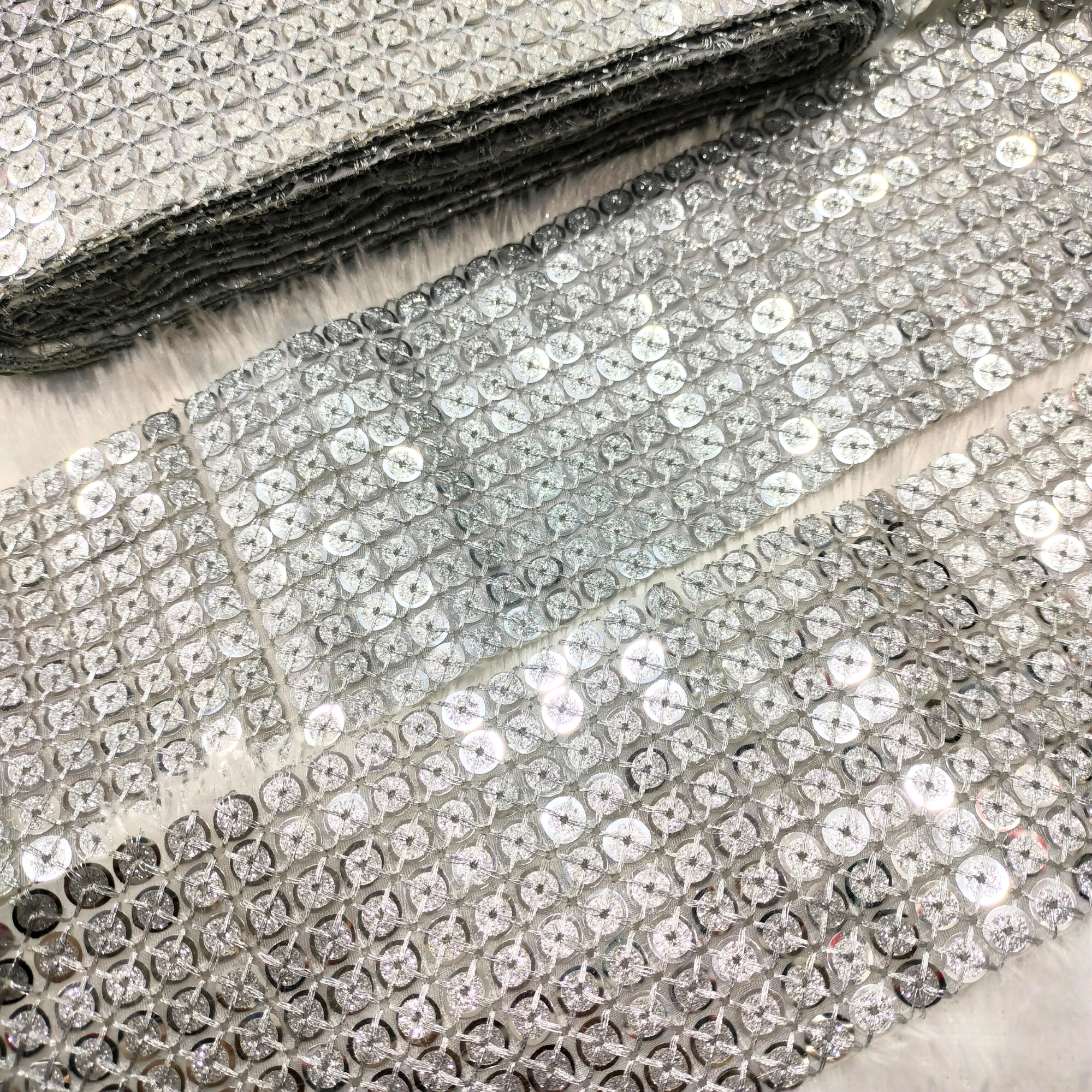 Silver Sequin Mesh Lace