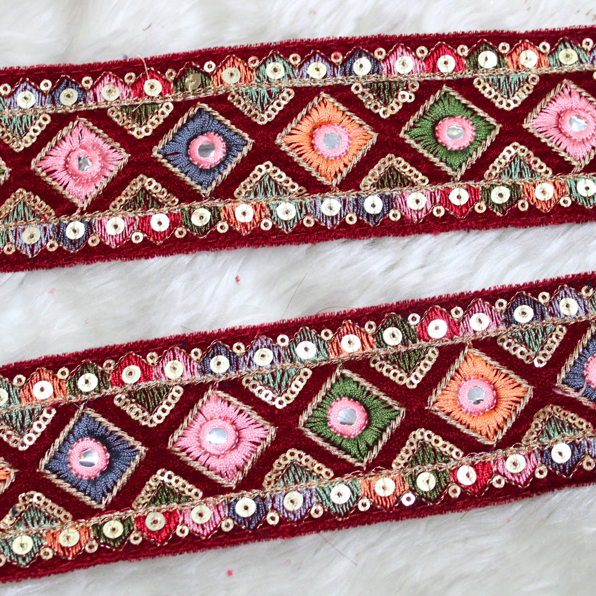 Rich Multicolor Embroidery Trim