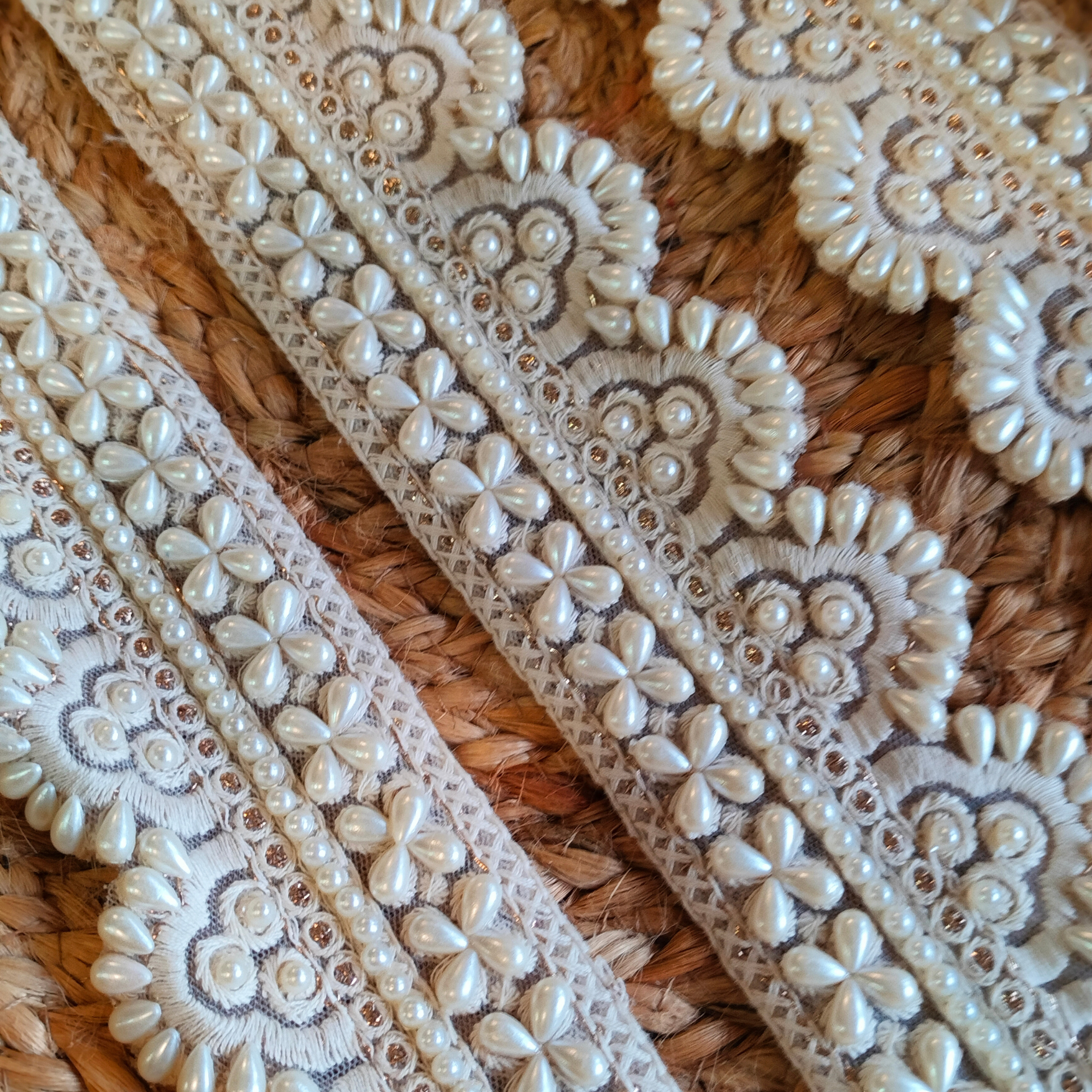 White Pearl Threadwork Trim