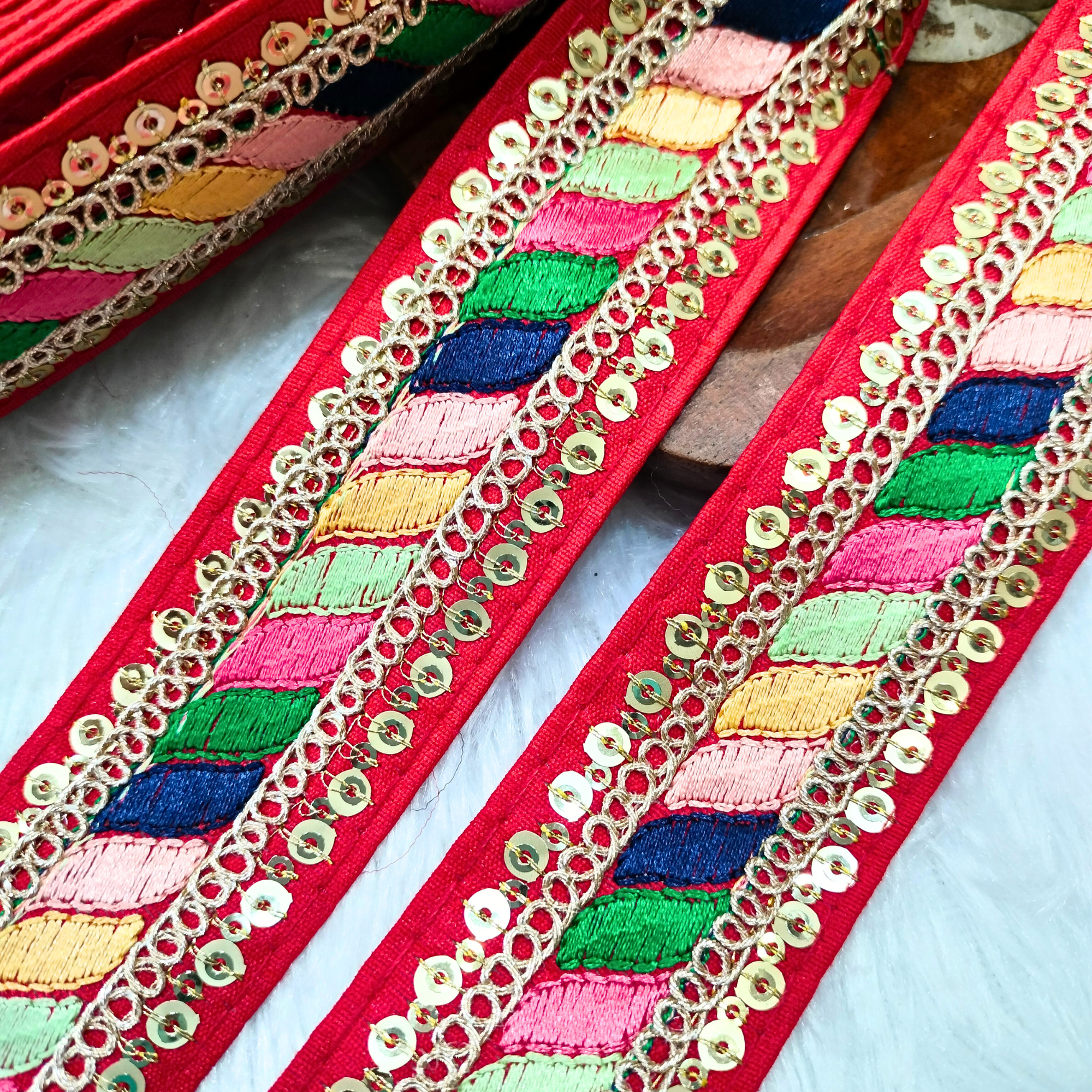 Multicolor Embroidery Work Lace