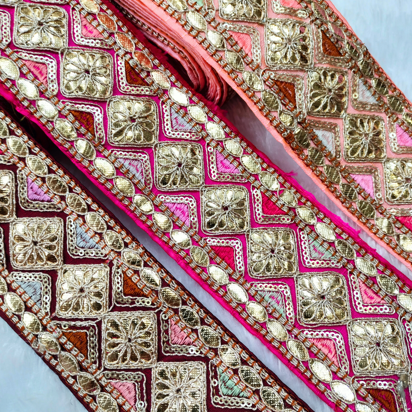 Beige Multicolor Gota Patti Trim