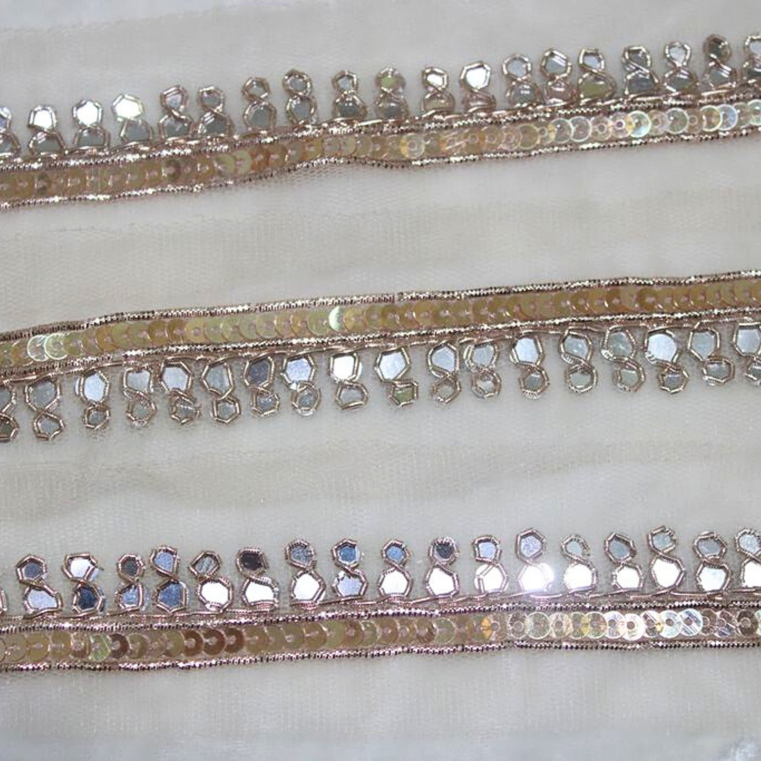 Fancy Mirror Embellished Handwork Trim