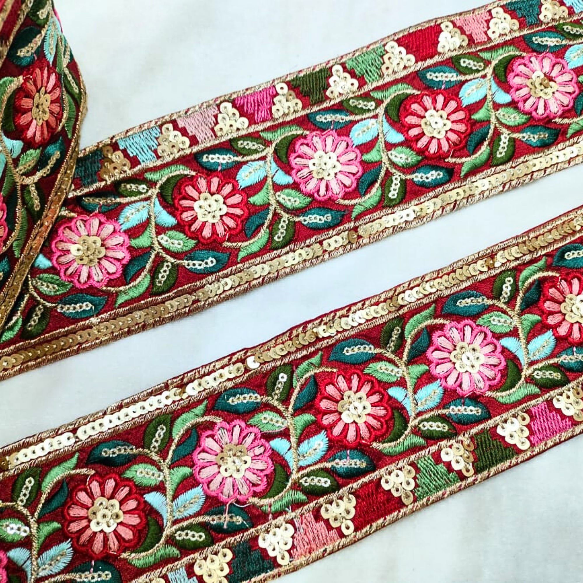Vibrant Multicolor Embroidery Trim