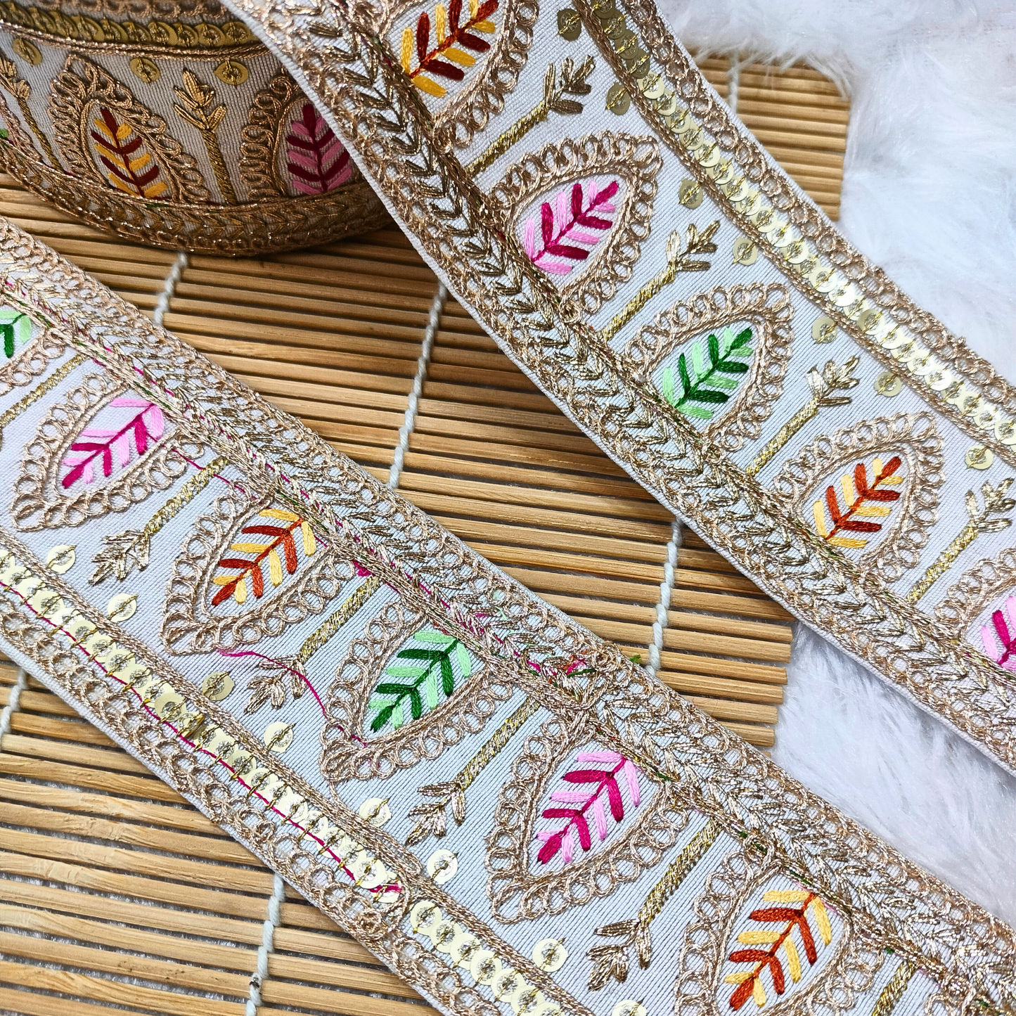 White Embellished Trim