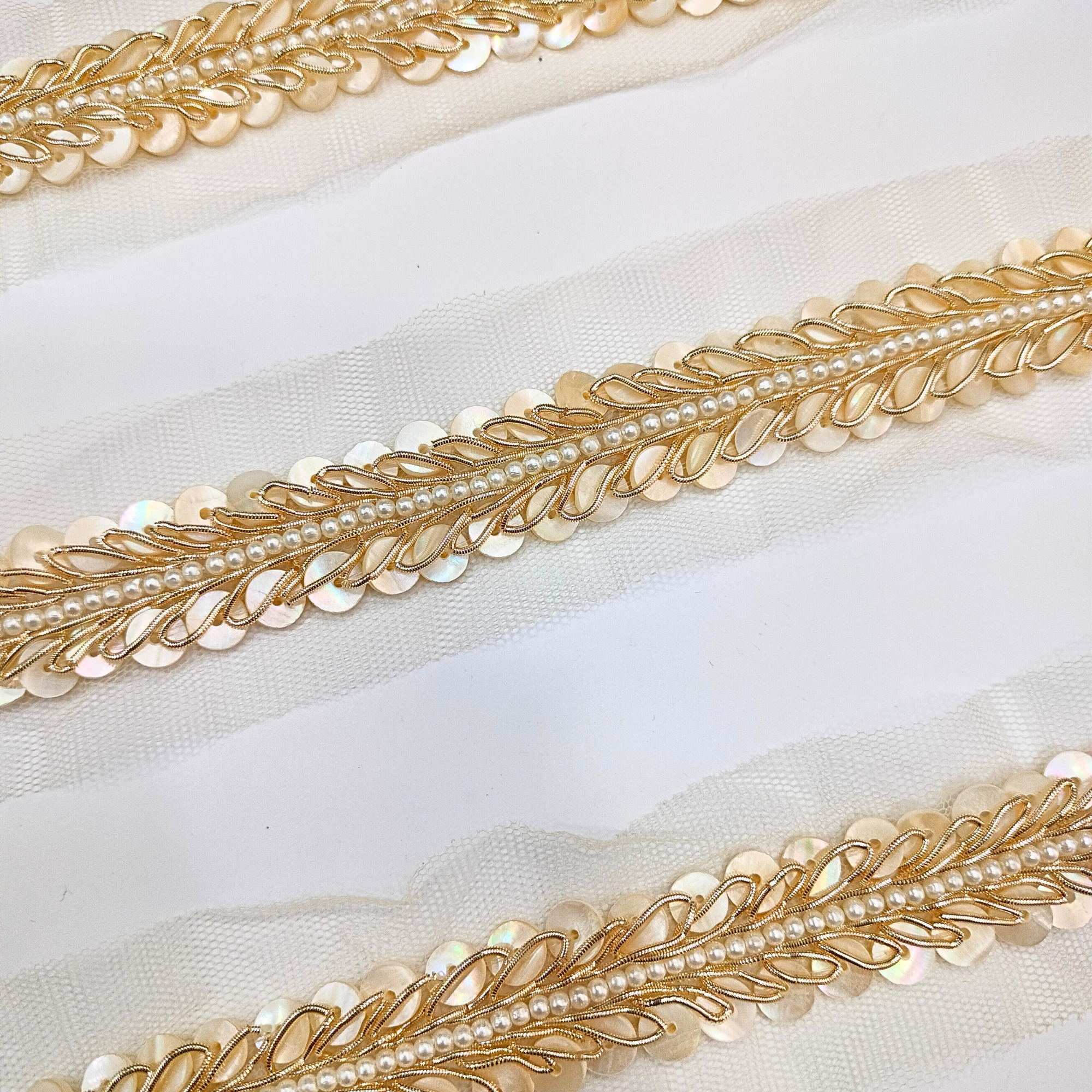 Pearl and Sequin Handwork Trim