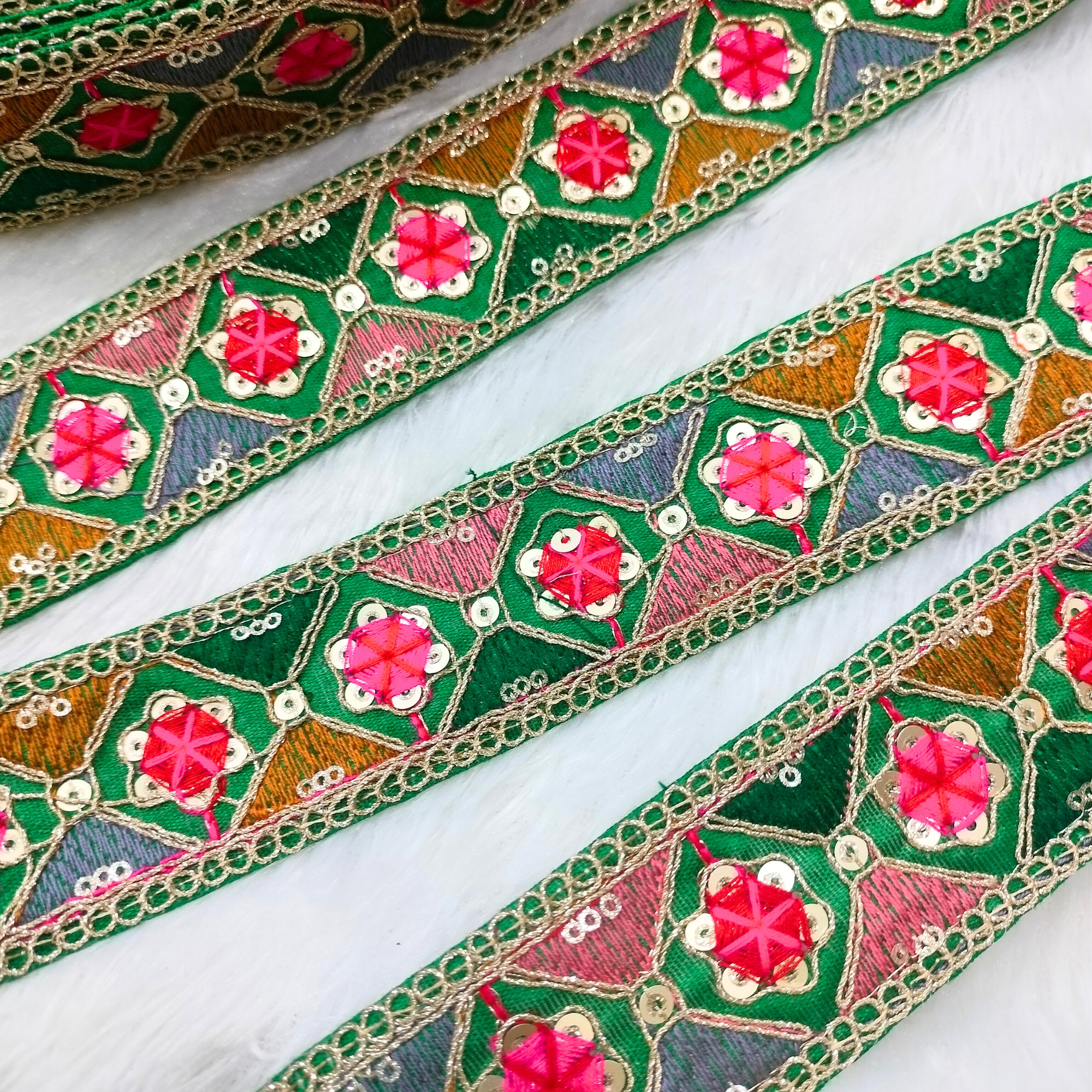 Multicolor Embroidery Tirm