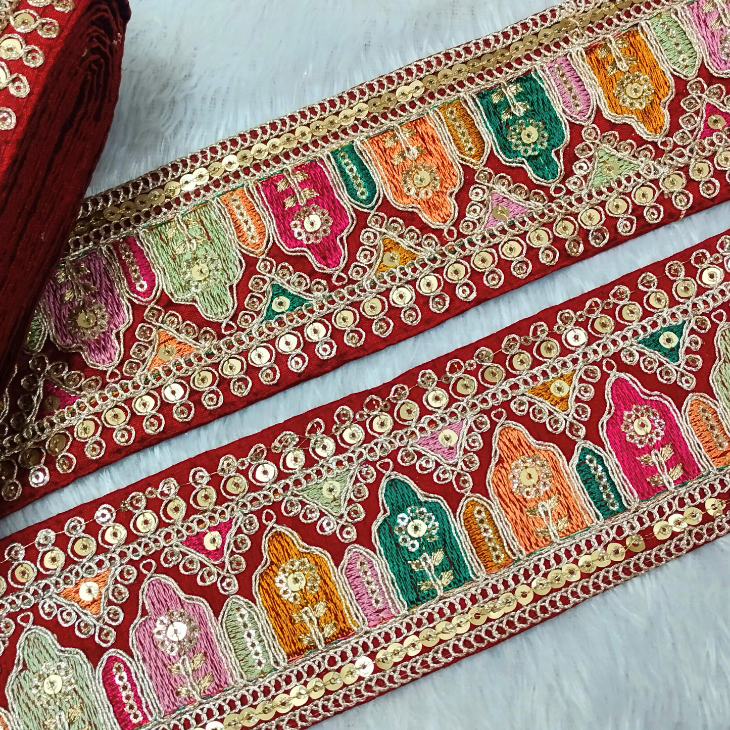 Maroon Fancy Embroidery Work Lace
