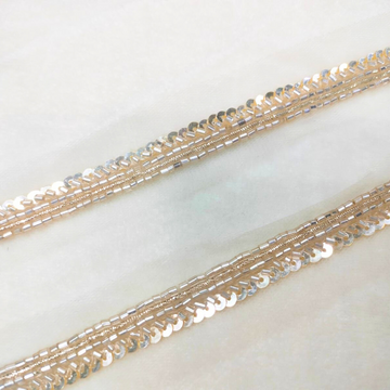 Light Gold Zardozi Sequin Embroidered Lace