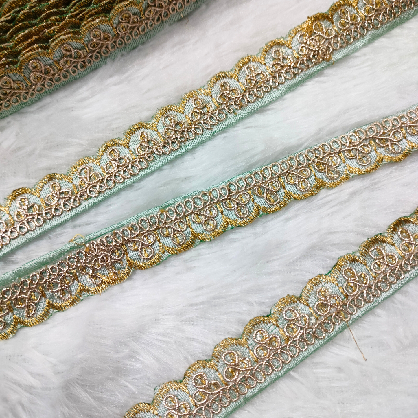 Sea Blue Sequin Embellished Trim