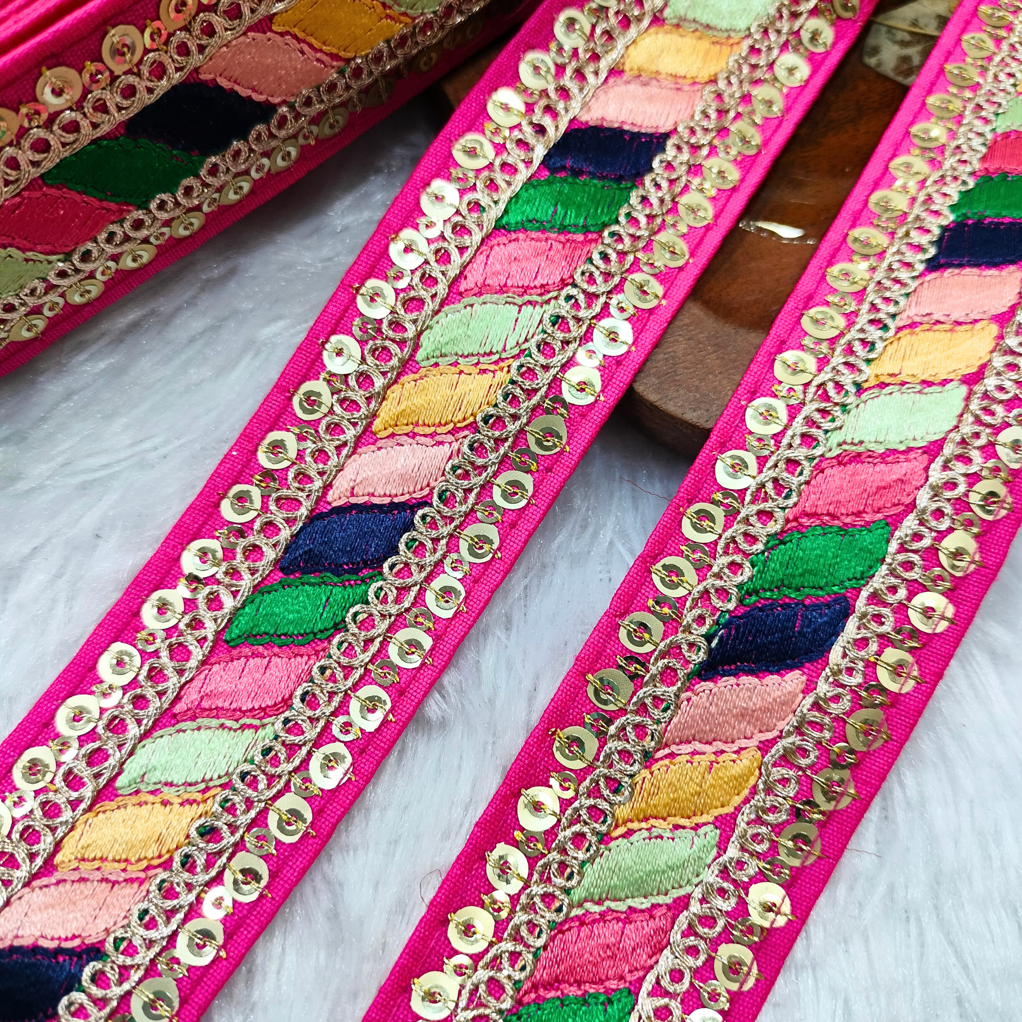 Multicolor Embroidery Work Lace