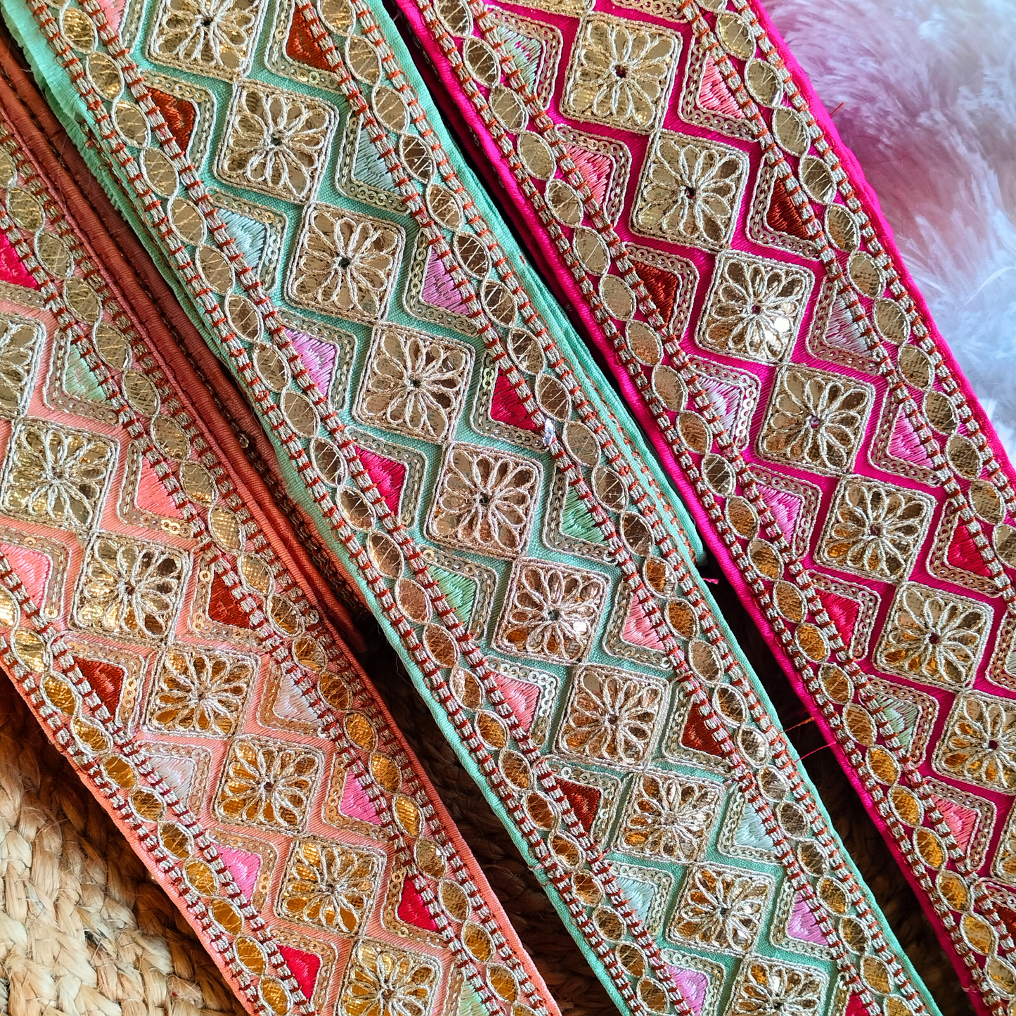 Beige Multicolor Gota Patti Trim