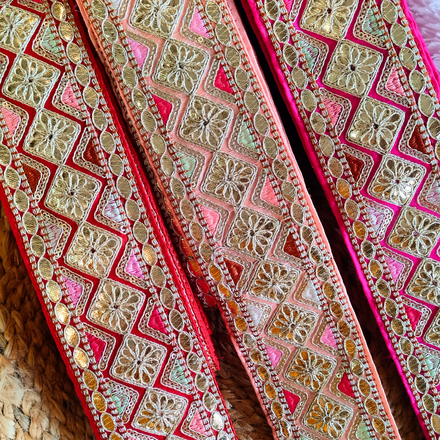 Beige Multicolor Gota Patti Trim