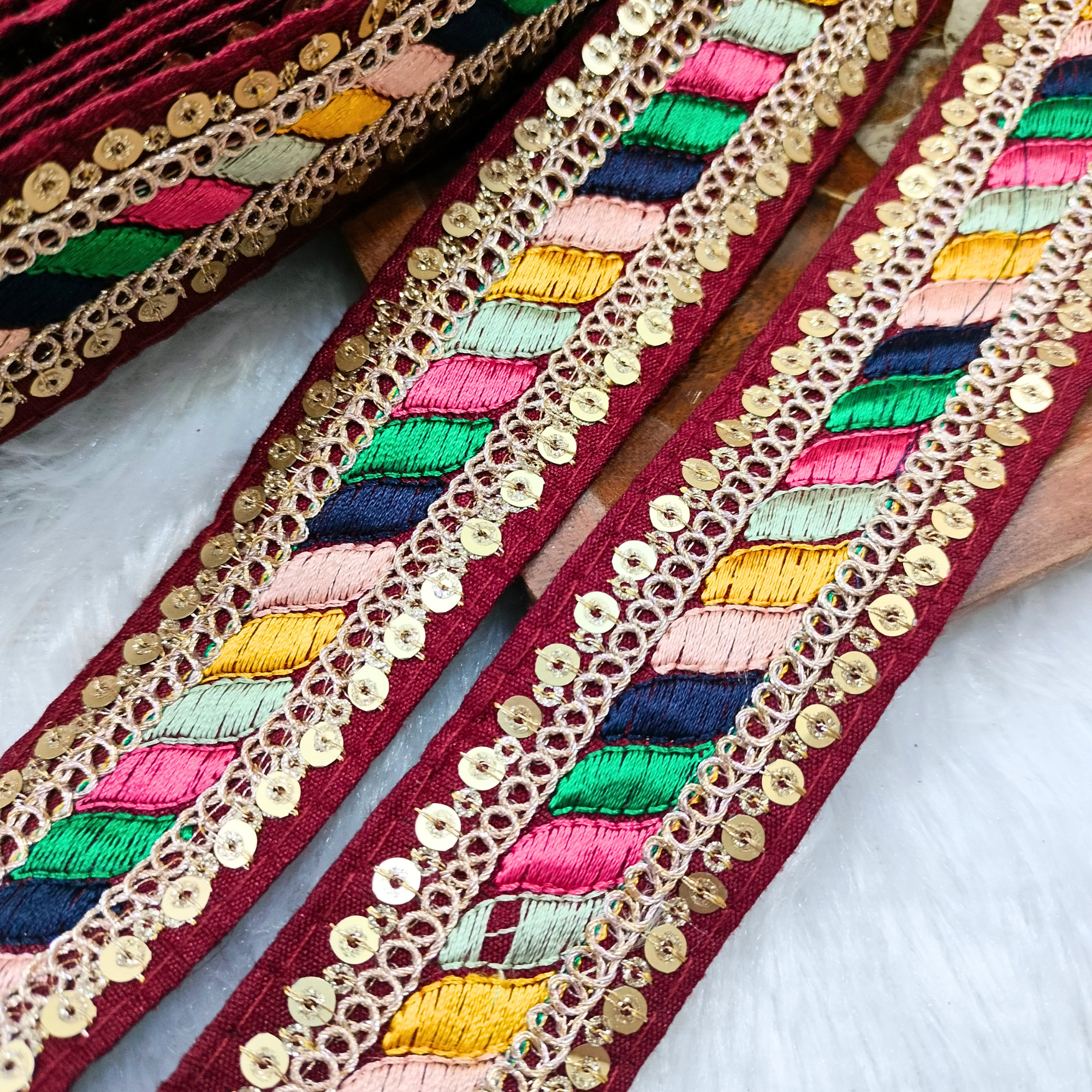 Multicolor Embroidery Work Lace