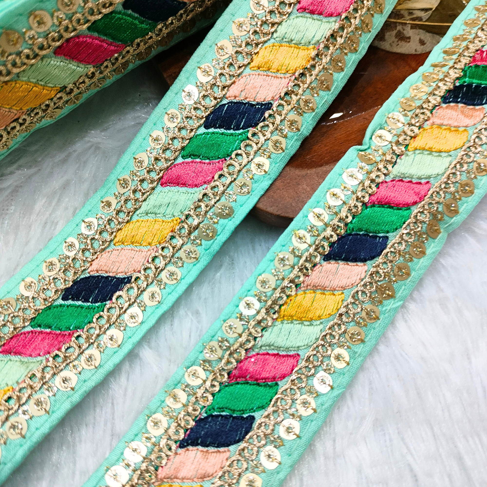Multicolor Embroidery Work Lace