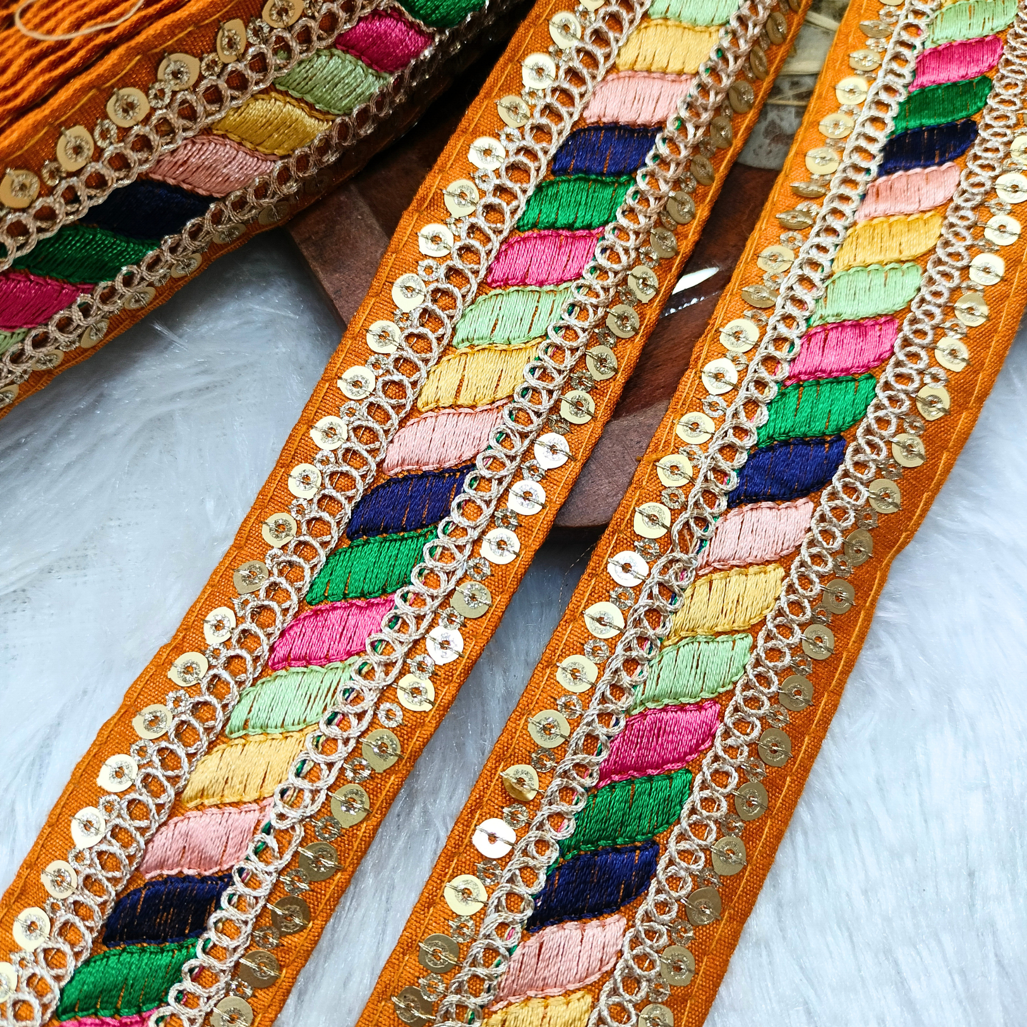 Multicolor Embroidery Work Lace