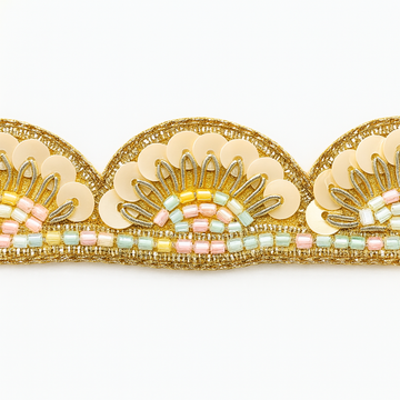 Pastel Beaded Scallop Zardozi Trim