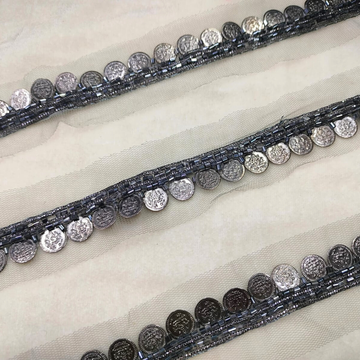 Fancy Coin Embellished Handwork Trim